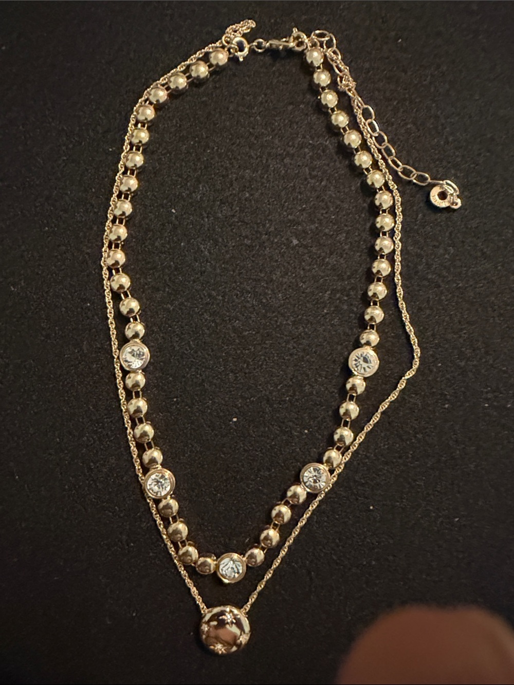Anne Klein Gold-Tone Layered Crystal Pendant Necklace